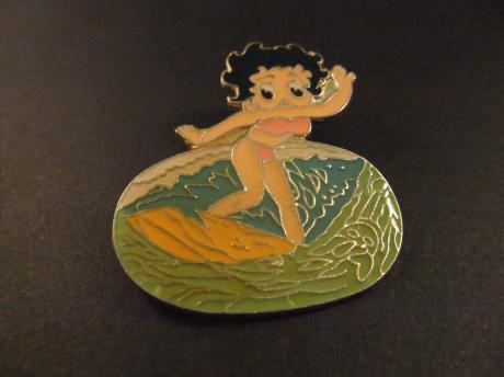 Betty Boop Amerikaans strip- en tekenfilmfiguur, (aan het surfen op de golven)